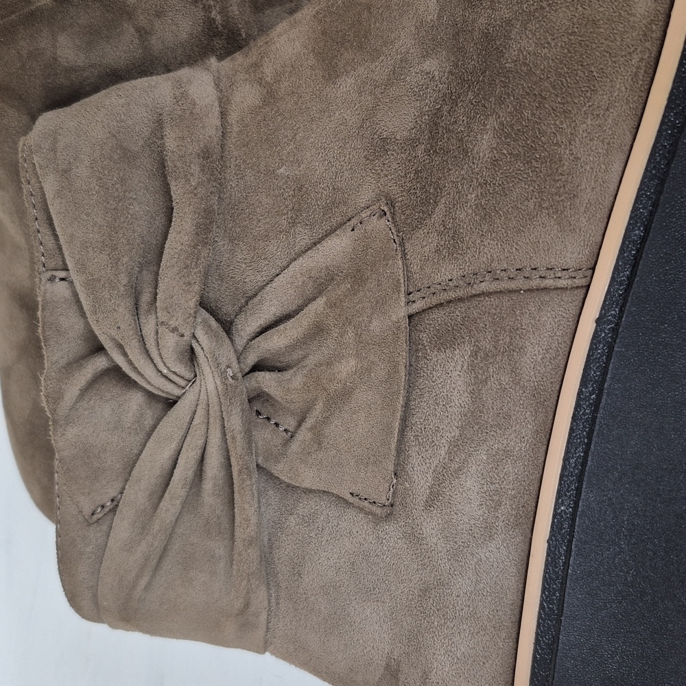 Clarks Sharon Salon Wedge Ankle Boots Taupe Size 11W Side Zip Suede - Picture 11 of 16